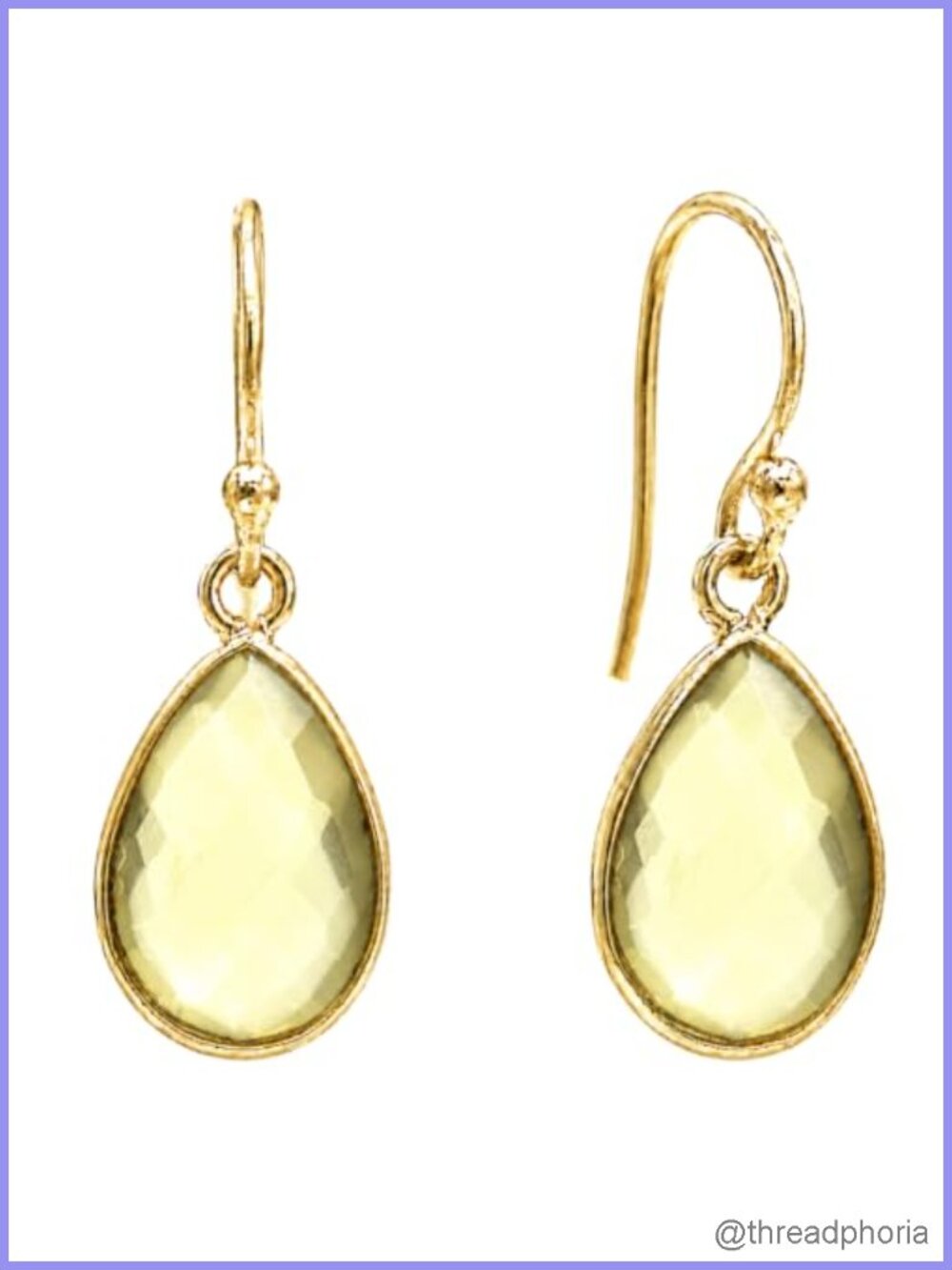 Lightweight Gemstone Teardrop Earrings, 14k Gold Plated Boho Drop